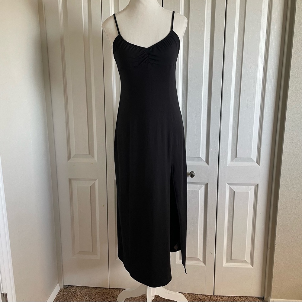 Whimsigoth Babydoll Slip Dress Women’s L Black Preppy Dark Romance Arna Midi - Picture 4 of 16